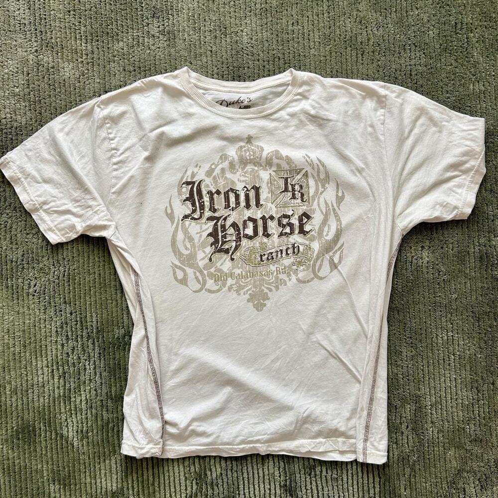 Y2K Iron Horse Ranch Brown Graphic T-Shirt - Size XL